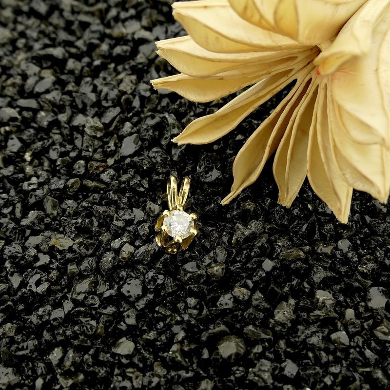Image 2 of Gold minimalist pendant with diamond | 0.14 ct.