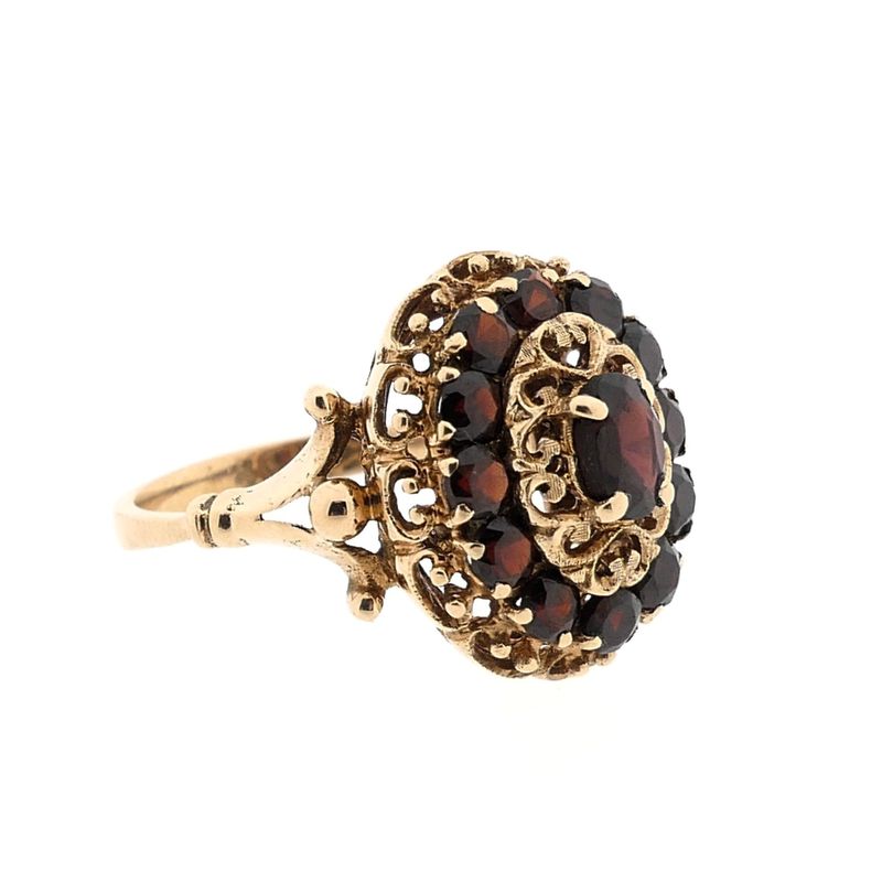 Image 7 of Gold entourage ring with garnet