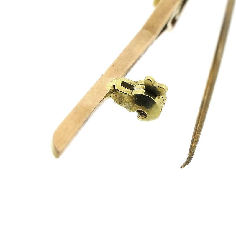 Image 6 of Vintage long rose gold brooch with aquamarine