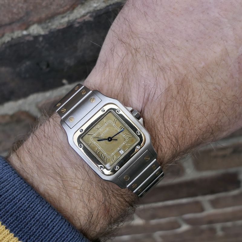 Image 12 of Cartier Santos Galbee 1566; Gold/steel unisex watch