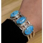 Image 7 of Silver Bohemian Cuff Bracelet with Turquoise | Size S/M