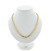 Gold foxtail link necklace with diamonds; 0.52 ct.