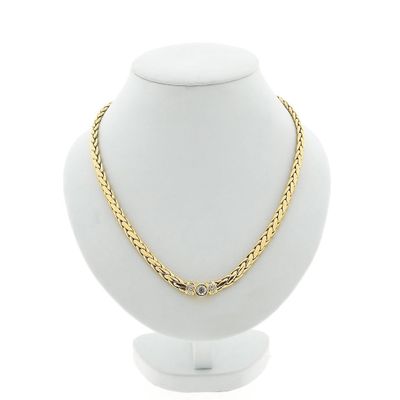 Image 1 of Gold foxtail link necklace with diamonds; 0.52 ct.