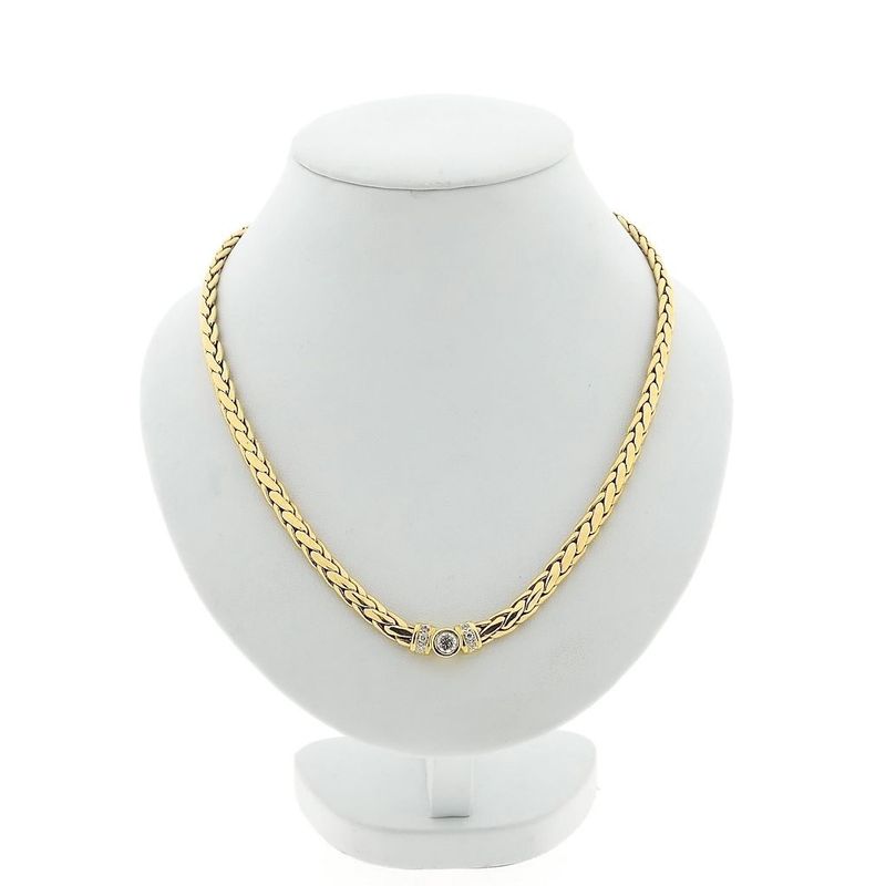 Image 1 of Gold foxtail link necklace with diamonds; 0.52 ct.