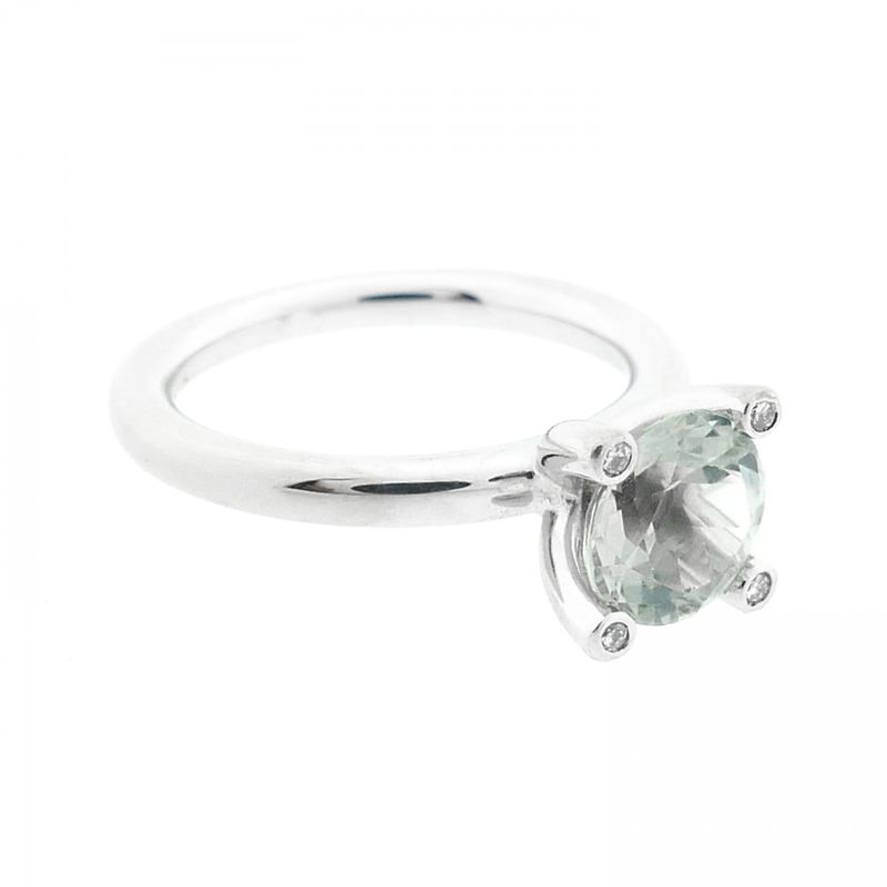 Image 9 of White gold 'Phlox' ring set with aquamarine and diamonds; Bron Jewelry