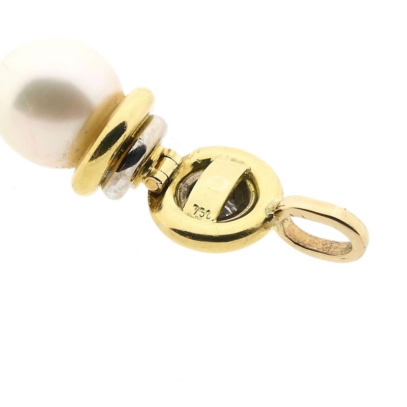 Afbeelding 9 van Bicolor gouden hanger met parel en diamant; 0,20 ct.