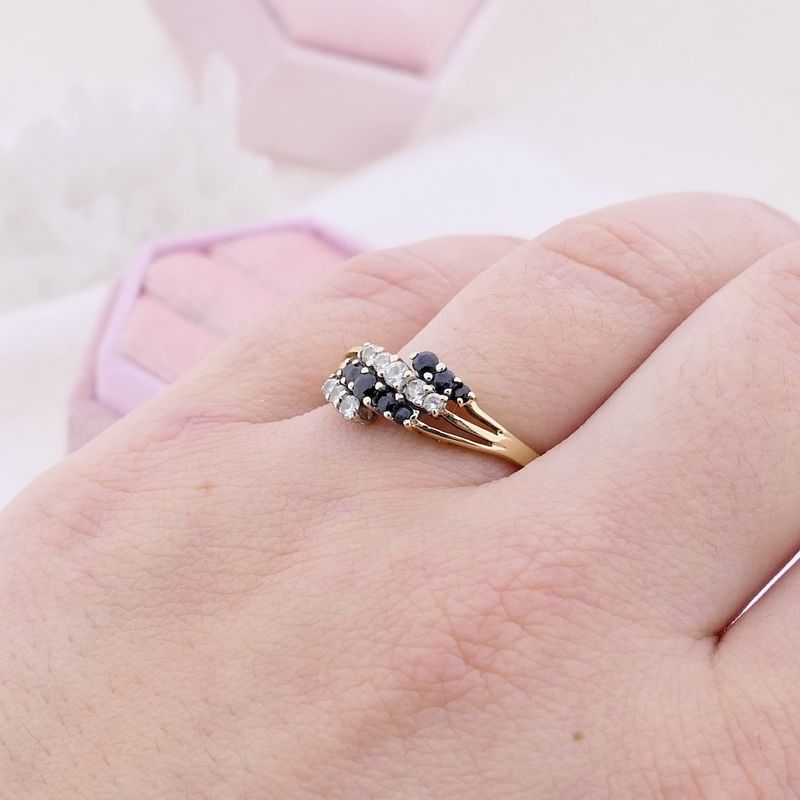 Image 4 of Gold ring with sapphire and zirconia