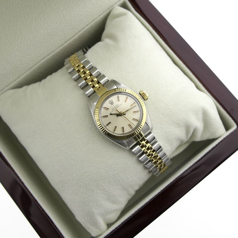Image 19 of Rolex Oyster Perpetual 6719; Vintage 18k. goud/stalen dames horloge