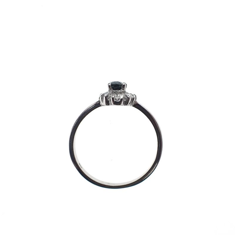 Image 4 of Silver entourage ring with blue zirconia