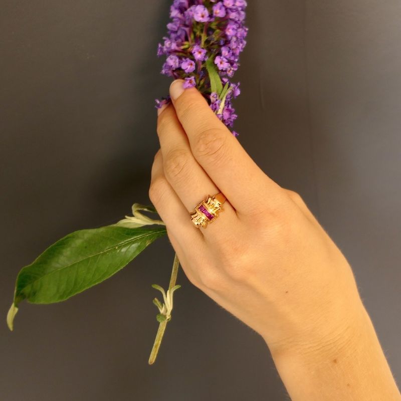 Image 10 of Vintage rose gold ring with spinel