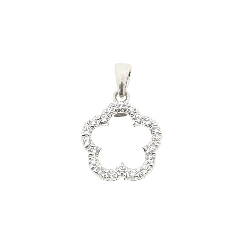 Image 1 of White gold pendant with zirconia; flower