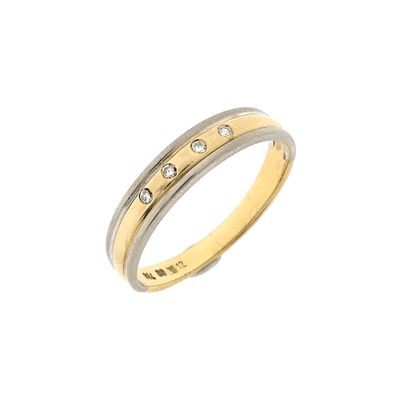 Image 1 of Two-tone gold ring with diamonds; 0.02 ct.