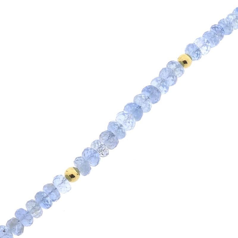 Image 8 of Light blue topaz bead necklace with gold clasp | 45.5 cm