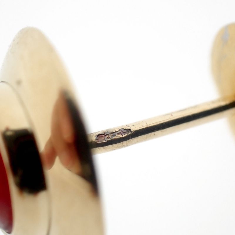 Image 6 of Vintage gold stud earrings with red coral
