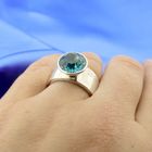 Image 9 of Silver wide ladies ring with blue zirconia