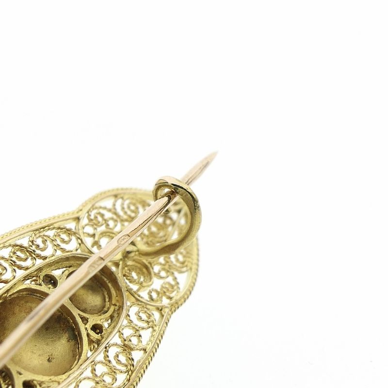 Image 8 of Vintage gold Zeeland button brooch | filigree technique