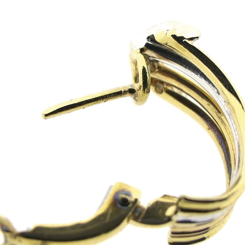 Image 7 of Tricolor gold stud earrings with diamond; 0.04 ct.