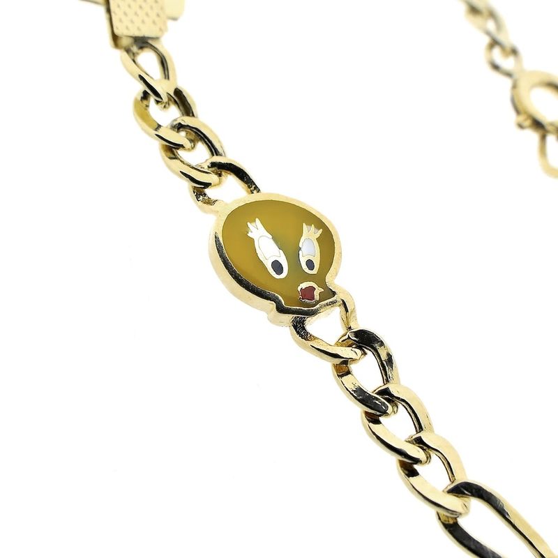 Image 3 of Gold Tweety children's bracelet with engraving plate | 16 cm