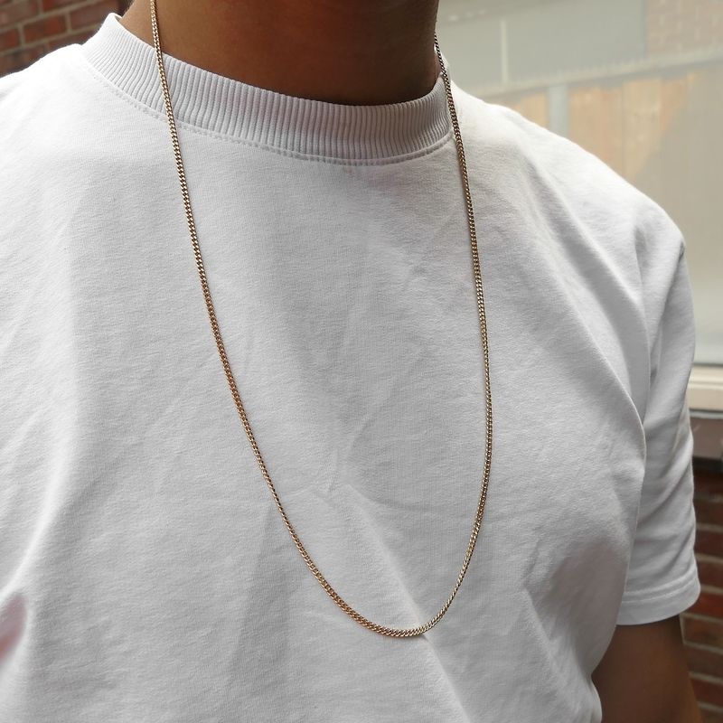 Image 6 of Long gold gourmet link necklace