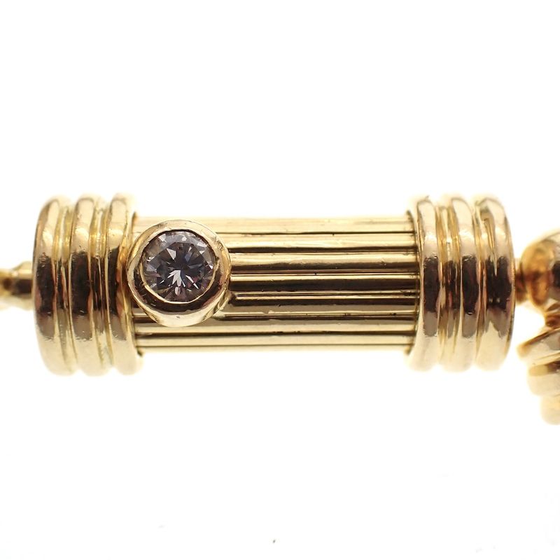 Image 2 of Exclusive; 18K gold foxtail link necklace with 0.10 ct. diamond | 47 cm