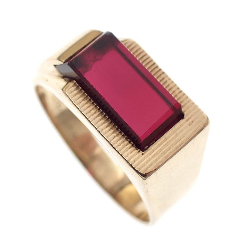 Image 1 of 9 carat men's ring with synthetic ruby ​​| JAYE