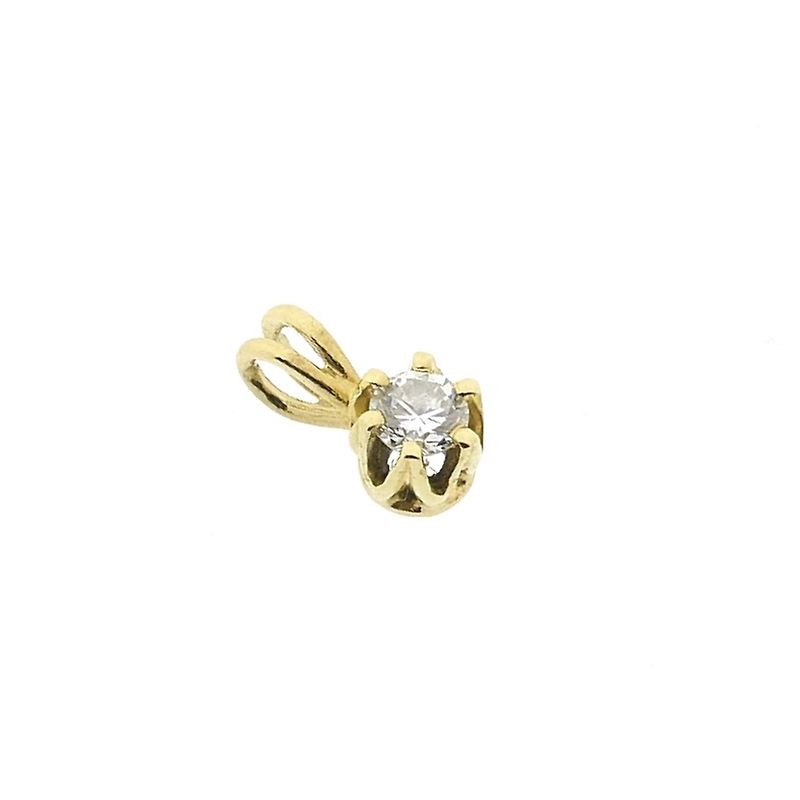 Image 5 of Gold minimalist pendant with diamond | 0.14 ct.