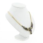 Image 3 of Golden omega link necklace with sapphires and diamonds; 0.34 ct.