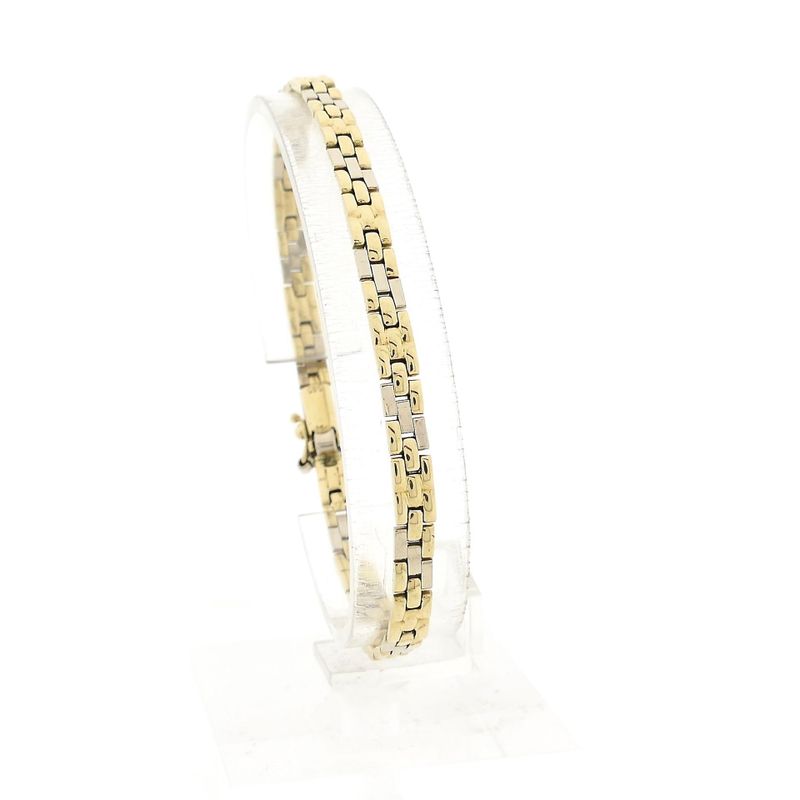 Image 1 of Bicolor Gold Panther Link Bracelet; 14 Karat; 19.5 cm