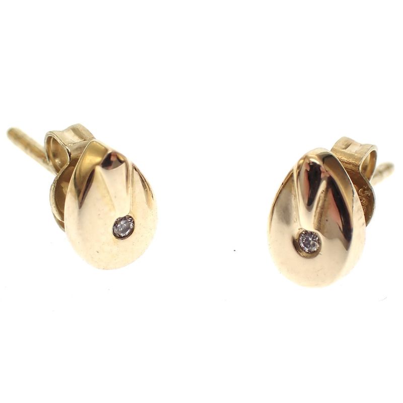 Image 4 of Gold stud earrings with diamonds; 0.02 ct.