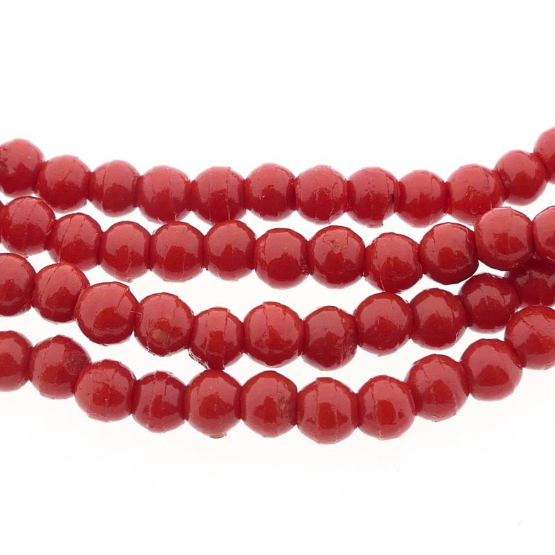 Image 3 of Antique Blood Coral Bead Bracelet with Gold Clasp