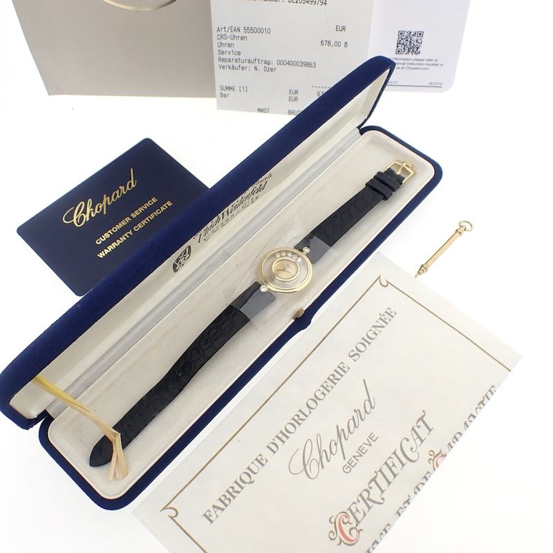 Image 13 of Chopard Happy Diamonds; Vintage 18k gold women's watch with diamonds