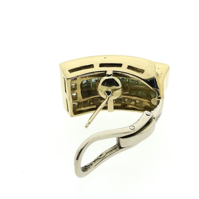 Image 5 of Gold stud earrings with emerald and diamonds; 1.92 ct.