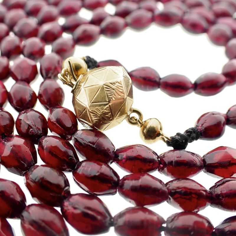 Image 9 of Antique glass bead necklace/sautoir with gold clasp