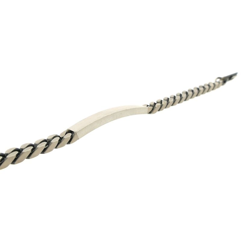 Image 9 of Silver robust gourmet link bracelet with engraving plate; Men