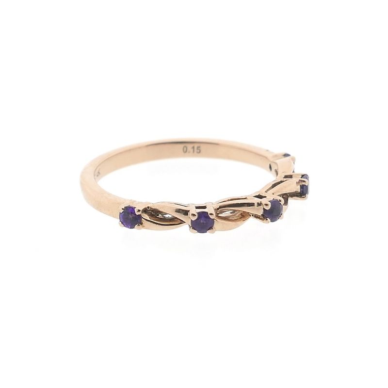 Image 4 of Rose gold braided ring with amethyst