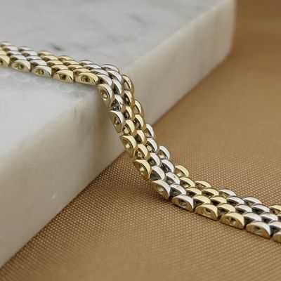 Image 2 of Two-tone gold panther link bracelet