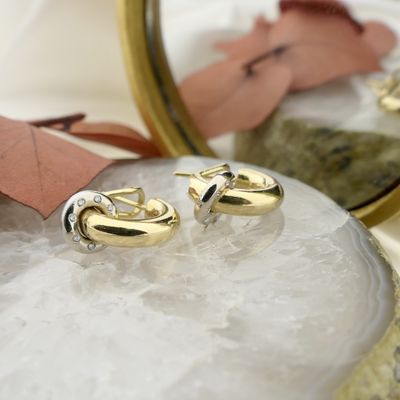 Image 2 of 18-karat two-tone gold earrings with 0.16 ct. diamonds