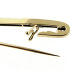 Image 5 of Long, narrow gold brooch with emerald and diamonds; approx. 0.06 ct.