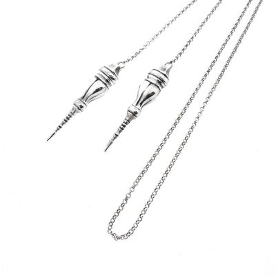 Image 1 of Antique Silver Necklace with Knitting Needle Caps
