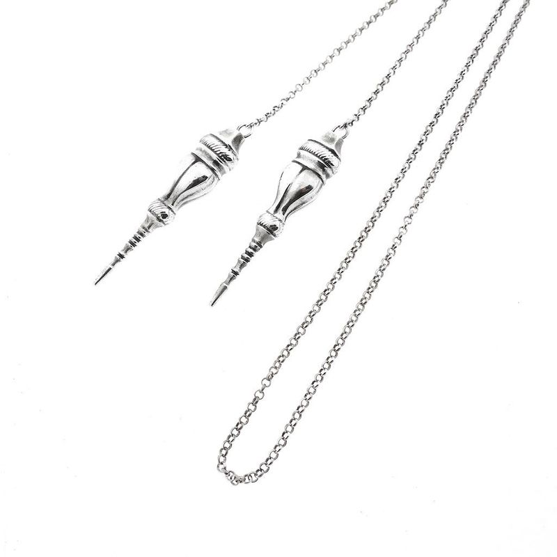 Image 1 of Antique Silver Necklace with Knitting Needle Caps