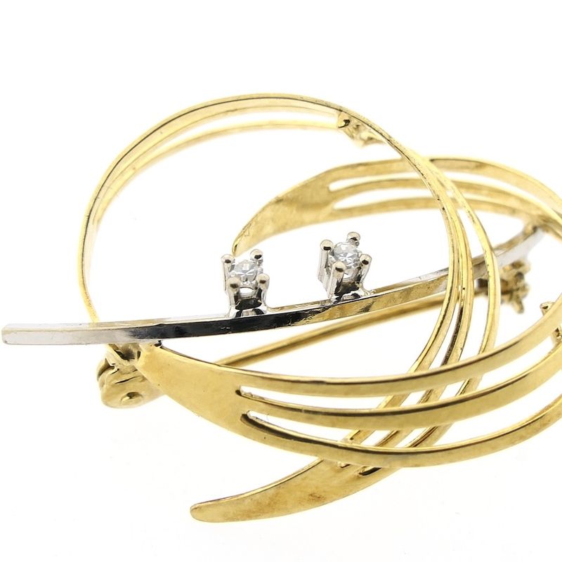 Image 3 of Two-tone gold fantasy brooch with diamonds; 0.02 ct.