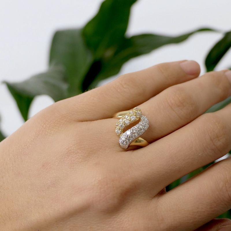 Image 7 of Two-tone gold ring set with zirconia