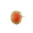 Image 1 of Vintage/antique gold brooch with filigree technique and blood coral