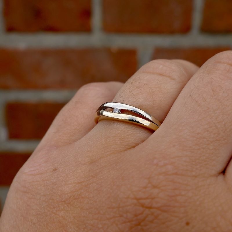 Image 11 of Two-tone gold ring with zirconia