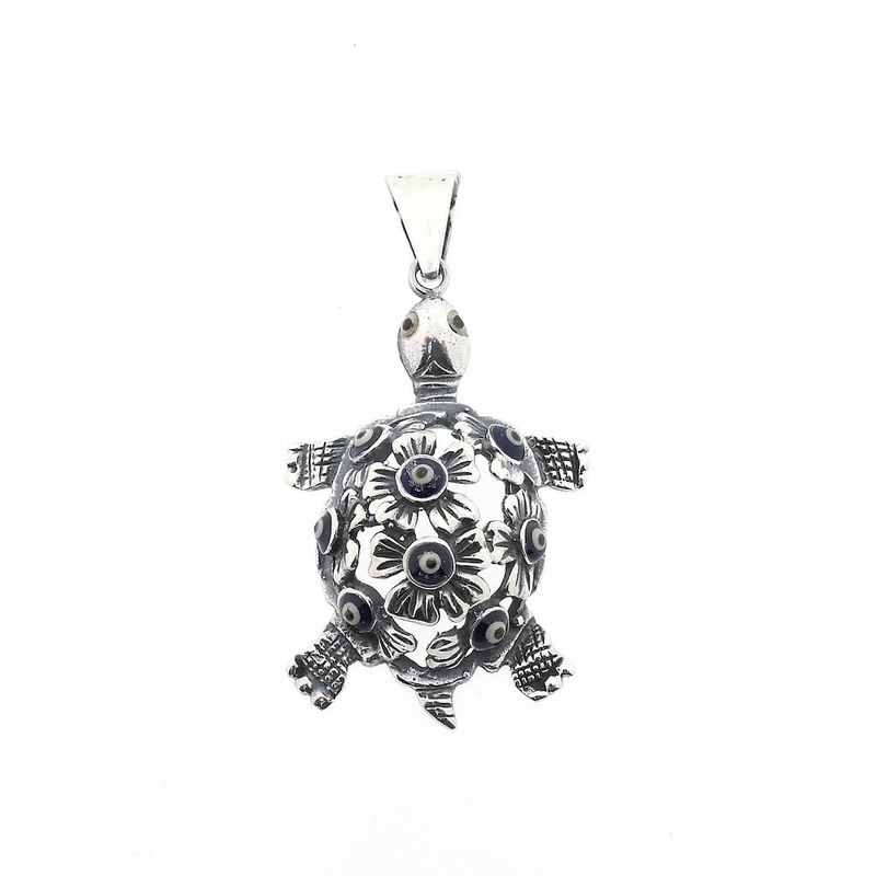 Image 1 of Silver pendant; Turtle