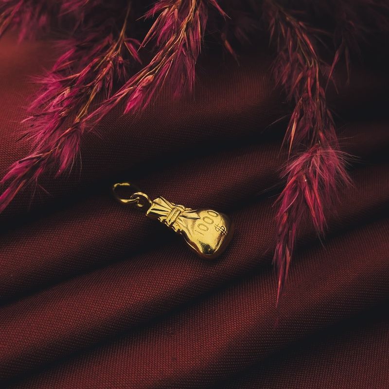 Image 2 of Gold pendant of a money bag