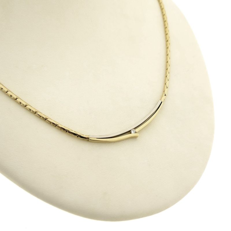 Image 3 of Two-tone gold necklace with a fixed pendant and a 0.03 ct. diamond | 43.5 cm