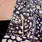 Image 4 of Gold long brooch with pearl and diamonds; 0.055 ct.