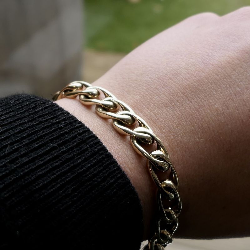 Image 9 of Gold wide gourmet link bracelet