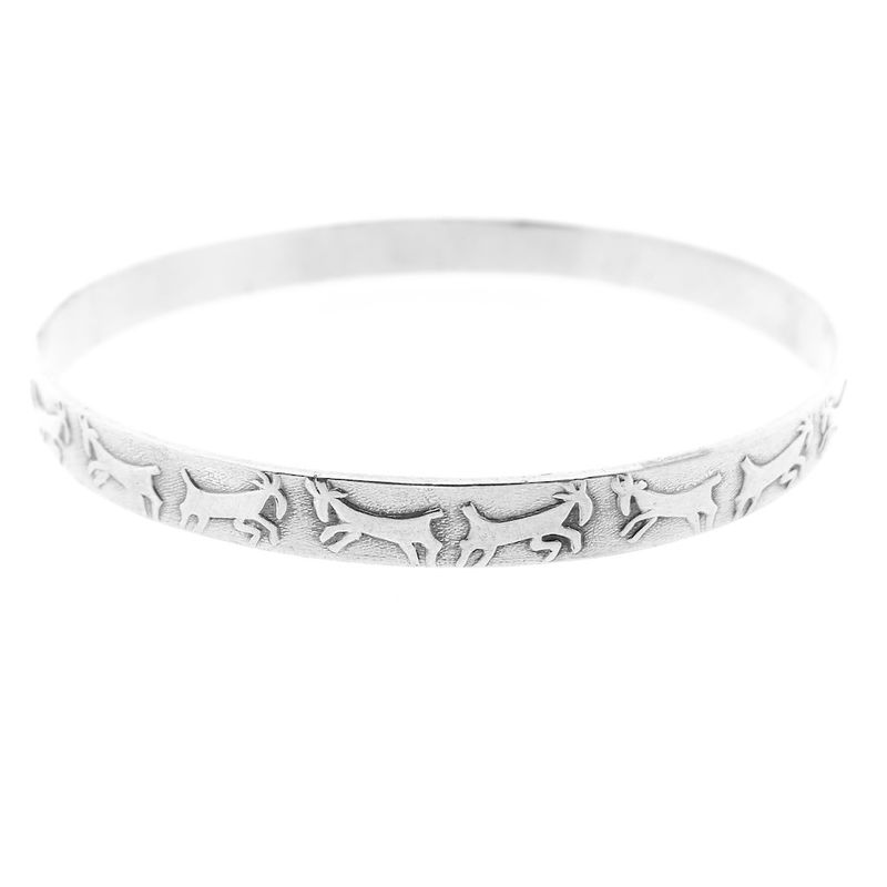 Image 4 of Silver slave bracelet with hieroglyph; Size M/L